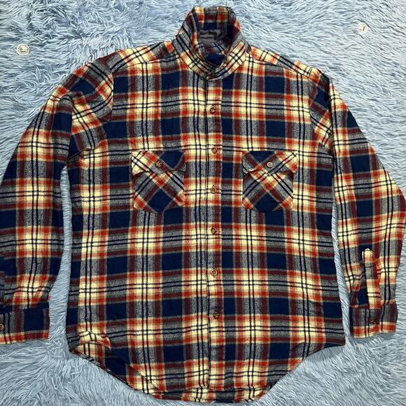 VINTAGE JCPenney Button Up Flannel Shirt Size Large Tall Mens Shop Plaid 80s - Picture 1 of 12